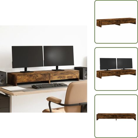 Support de moniteur avec tiroirs chêne fumé bois d'ingénierie - Support De Moniteur - Supports De Moniteur - Support D'écran - Support De Bureau Pour Moniteur