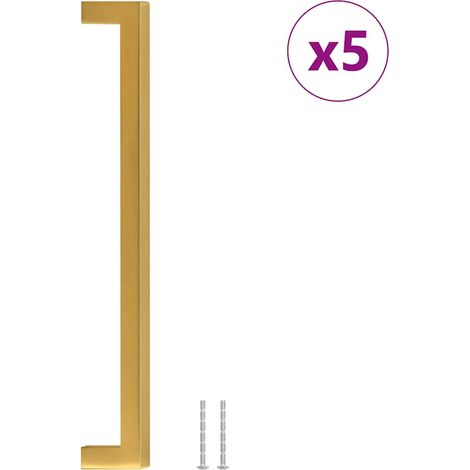 vidaXL Tiradores para armarios 5 uds acero inoxidable dorado 224 mm (1/2)