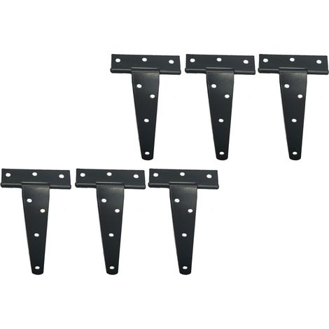 Lot de 6 charnières en T de 12,7 cm (5 pouces) pour abri de jardin, en fer galvanisé, pour portes de grange et portails, charnières triangulaires à roulement à billes.