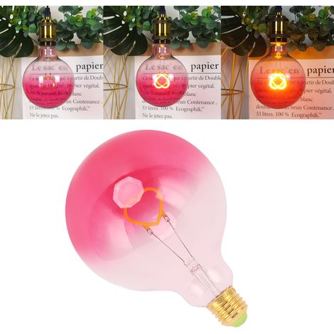 Lampe de table G125 en forme de cœur rose dégradé, veilleuse créative à lumière chaude, bande LED rétro douce, ampoule Edison, douille spirale E27, 220-240 V (1/5)