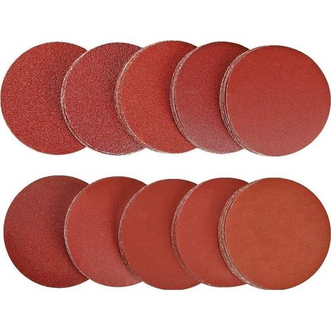 Lot de 100 disques abrasifs 75mm 10 grains 40/80/100/180/240/320/400/800/1200/2000 Conception velcro pour ponçage bois et métal (1/5)