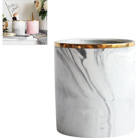 Lot de rangement de bureau en céramique, style nordique, porte-stylos et pinceaux de maquillage, marbre, pour maison, bureau et cuisine