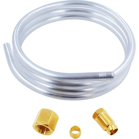 Kit de tubes en aluminium de 6,35 mm avec raccords à compression en olive M10 x 1 femelle et mâle longueur 99,5 cm pour chauffe-eau à gaz, chauffage de four et brûleur pilote de soupape (1/4)