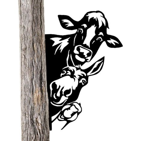 Décor Extérieur d'Art en Ferme - Vache Animaux Sculpture en Métal pour Jardin, Cour et Intérieur
