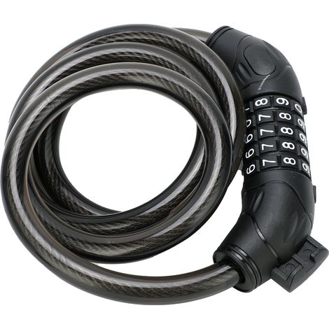 Antivol de vélo à combinaison à 5 chiffres, câble en acier avec support