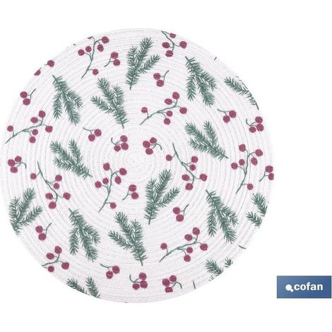 Pack de 6 sous-assiettes rondes imprimées feuilles 38 cm (1/4)
