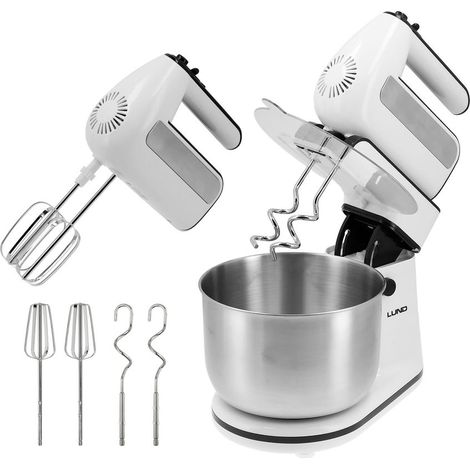2in1 Handmixer Elektrischer Handrührer mit Rührschüssel 500W – Elektrischer Küchenmixer mit 5 Geschwindigkeiten & Turbo-Funktion, 3L Edelstahlschüssel, Rührgerät mit Schneebesen & Knethaken