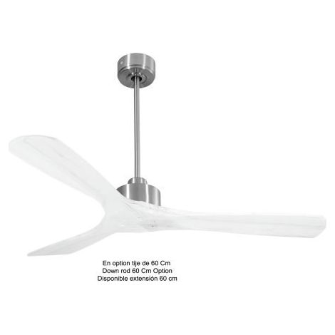 Modulo Slim de Klassfan - Ventilateur de plafond et destratificateur moteur DC chrome et pales bois blanc 25 à 40 m²