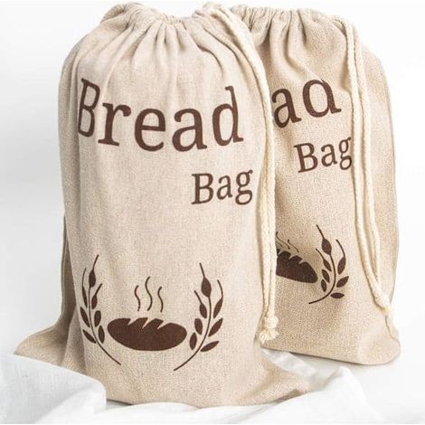 Lot de 2 sacs à pain en lin naturel, mélange biologique, sacs de conservation des aliments.-AquaForge (1/5)