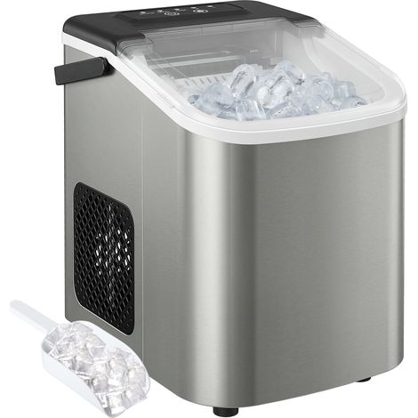 Machine à glaçons. 12kg en 24h. 9 glaçons en 7 minutes. ice maker portable avec fonction autonettoyante. argent