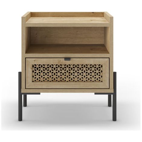 STERA - Table de chevet 49cm -en mélamine - Chêne clair (1/5)