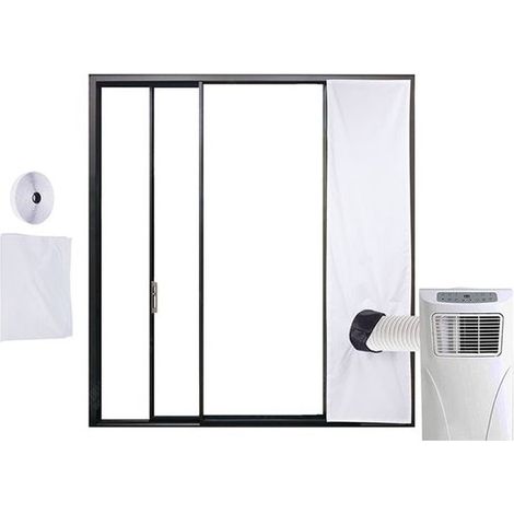 Kit de calfeutrage pour climatiseur mobile 300 cm, compatible portes coulissantes, avec cordon de serrage, blanc (1/2)