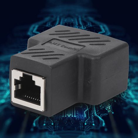 Répartiteur réseau RJ45 1 vers 2, adaptateur à trois voies, rallonge de câble, noir, éléments industriels (1/5)