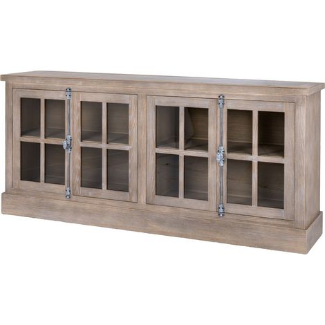 Haldon Collection 4 Door Glazed Sideboard - Glass - L40 x W180 x H82 cm - Brown