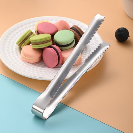 Lot de 2 pinces à nourriture en acier inoxydable 19 CM ice tongs Argenté (1/3)