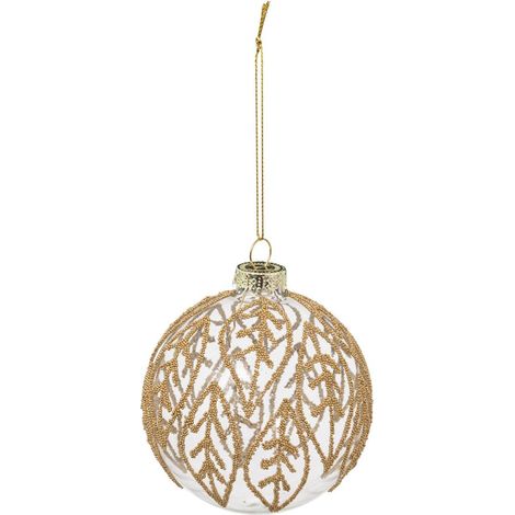 Boule de noël feuilles perles en verre 90mm - Feeric lights & christmas