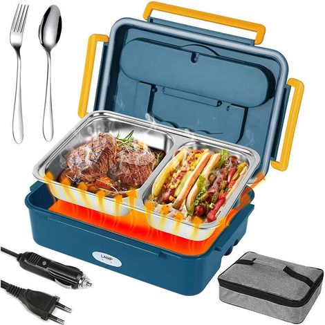 Lunch box Chauffant 3 en 1 isotherme Boîte Repas gamelle Chauffante 1,2L Isotherme Electrique 220V 12V-24V 25x18x8cm(LxPxH)--TRIMEC (1/4)