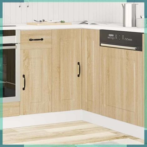 Armoire d'angle de cuisine - Kalmar - chêne sonoma - bois d'ingénierie - pieds réglables (1/5)