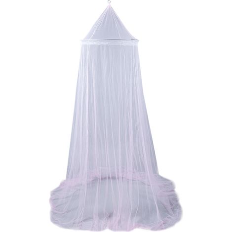 Moustiquaire Suspension Dôme Simple Lit Poupon Extérieur Intérieur Polyester Taille Universelle 60x250x850cm Rose Clair-KZQ