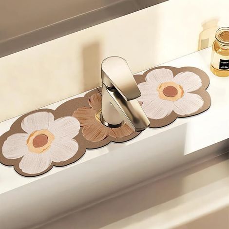 Tapis de drainage pour robinet, protecteur absorbant pour évier, marron (1/5)