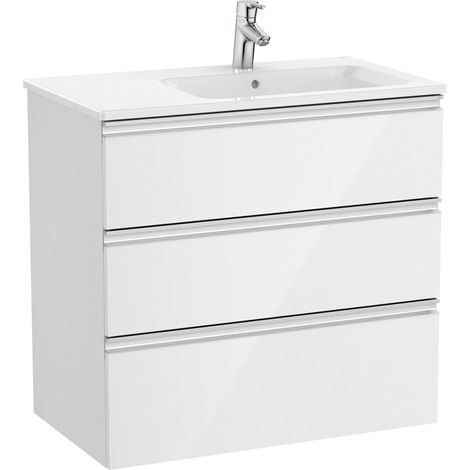 Pack Unik mueble base de 3 cajones + lavabo THE GAP - ROCA Color: Fresno nórdico - Posición del lavabo: Derecha