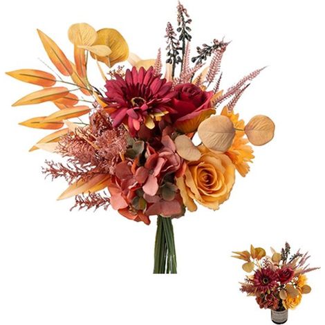 Decorazioni autunnali, fiori artificiali, bouquet di fiori artificiali, decorazioni autunnali per interni, bouquet di fiori artificiali per interni, composizioni di fiori di seta, K (1/5)