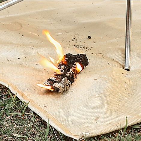 Tapis de brasero pour terrasse, tapis ignifuge pour protection de l'herbe, pique-nique, barbecue, isolation thermique, facile à nettoyer (kaki,50 x 50 cm) (1/5)
