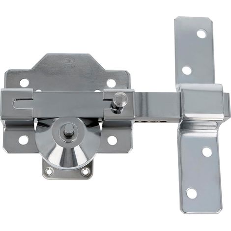 Verrou de sécurité à cylindre rond - Haute résistance à l'extraction - 5 clés incluses - 170 x 105 mm - Serrure en applique - Acier - Cylindre de 50 mm - Argent (1/5)