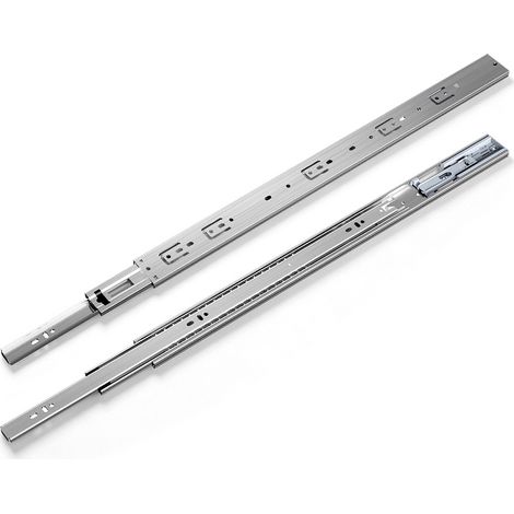 Randaco Guías para cajones 45 kg, 3 partes, acero laminado en frío, guía telescópica, para cocina, baño y oficina 1 par 600mm (1/5)