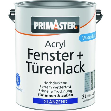 Primaster Acryl Fenster + Türenlack weiß glänzend 2 L Acryl Lack