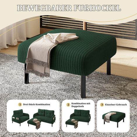Tabouret en tissu cord premium avec structure métallique – Revêtement velours ultra-doux pour un confort maximal – Polyvalent comme repose-pieds, tabouret de siège ou table d'appoint – Montage rapide (1/5)