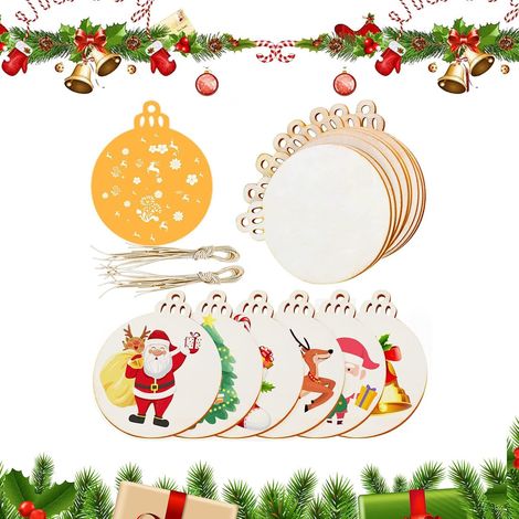 50 Pièces Ornements de Noël en Bois, Rondes Tranches de Bois, Boules de Noël en Bois, Tranche de Boule Bois, Noël Ornements de Bois Rondes, pour Noël Ornements et Artisanat Cadeaux de Bricolage (1/5)
