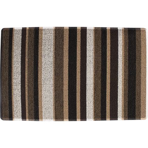 Teslin tufted printed doormat, entryway mat, dirt-removing, anti-slip mat, outdoor mat, loop fleece doormat - brown and coffee stripes - 4575CM