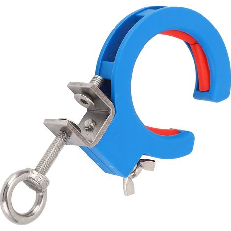 Poulie de tirage de câbles à rouleau avec pince de 65 mm pour chemin de câbles, utilisable en intérieur, extérieur et dans les angles (bleu). (1/5)