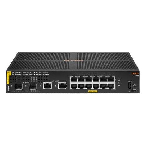 Hpe aruba 6100 12g class4 poe 2g/2sfp+ 139w switch - switch - l3 - gestito - 12 x 10/100/1000 (poe+) + 2 x 1 gigabit / 10 gigabit sfp+ + 2 x 1000base-t - montabile su rack - poe+ (139 w) - JL679A