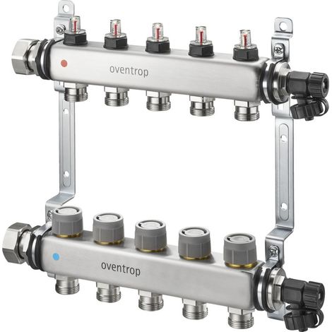 OVENTROP Heizkreisverteiler Multidis SFQ mit Q-Tech mit integrierten Durchflussindikatoren im Vorlauf, 6 Kreise, 1404956