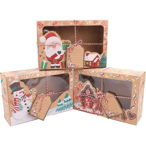 12er-Pack Weihnachtskeksdosen mit transparentem Sichtfenster