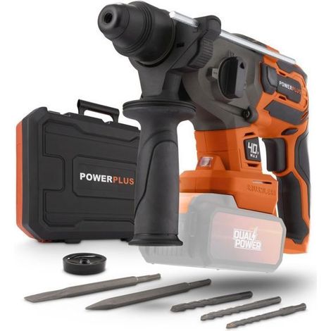 Akku-Bohrhammer SDS-Plus 40V 5J BRUSHLESS + 5 Zubehörteile - DUAL POWER POWDP15680