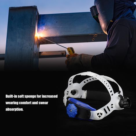 Masque de soudeur à bandeau réglable pour casque à assombrissement automatique solaire (blanc) (1/5)