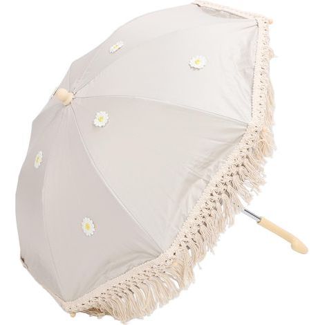 Gland bébé extérieur parasol frange résistant aux ultraviolets enfants parasol pour accessoires de photographie bord de mer jardin beige avec petit chrysanthème