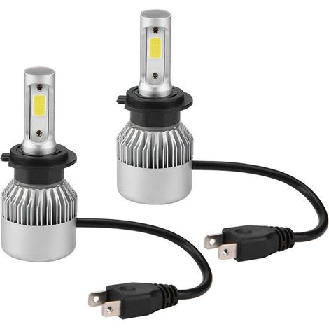 Paire de ampoules LED H7 36W 8000LM pour phare de voiture, faisceau haut/bas 6000K (argent),de (1/4)