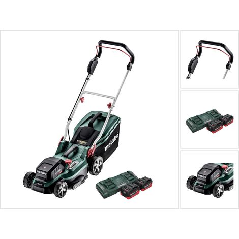 Metabo RM 36-18 LTX BL 36 Akku Rasenmäher 36 V ( 2x 18 V ) LTX Brushless + 2x Akku 8,0 Ah + Doppelladegerät