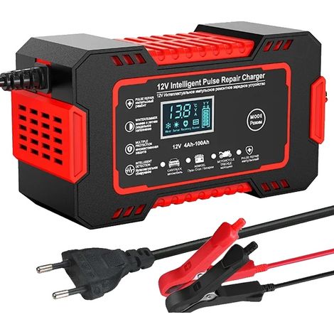 Cargador de baterías, carga rápida inteligente, pantalla LCD, 12V 6A (1/2)