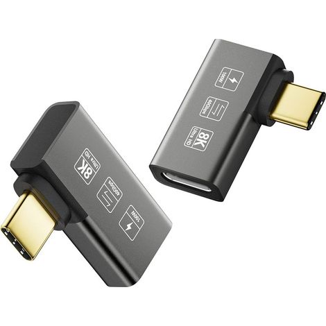 USB4 8K Extension Connector, 2-Pack, 90 Degree Elbow, Male and Female, Compatible with Type-C Converters. (1/5)