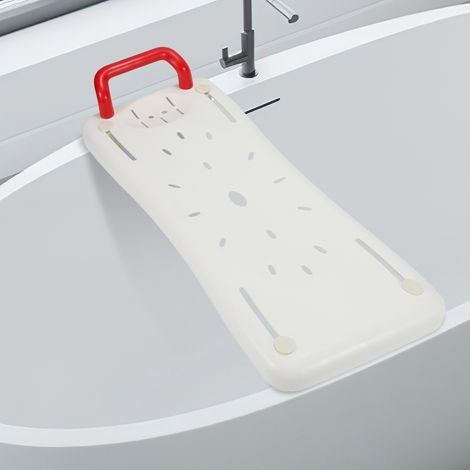 Wolketon Badewannenbrett 69x28cm Badewannensitz Erwachsene Senioren 41-62cm Einstellbar Wannenbrett zum Sitzen PP-Material Sitzbrett Rot Griff (1/5)