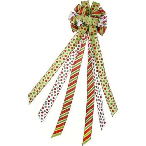 Bow top arbre Noël guirlande cadeau tache rouge vert 114x30 cm ruban fait main fête déco intérieur extérieur mariage 1 pc (1/5)