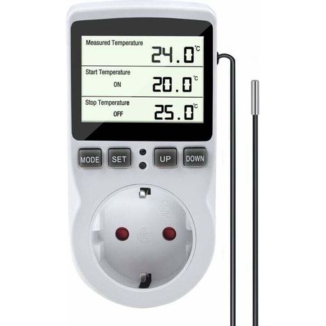 Prise Thermostat, Prise Programmable Digitale avec Sonde, Prise Minuteur Digital, Minuterie Numérique Programmable, Prise Thermostat chauffage pour Serre, Aquarium WH58EU