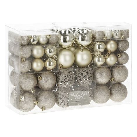 Palline di Natale 100 pezzi, decorazioni natalizie set 6/4/3 cm dorate. (1/5)