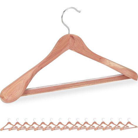 Relaxdays Grucce Appendiabiti, Set da 16 Appendini con Protezione Antitarme, Barra Appendi Pantaloni, Legno, Naturale