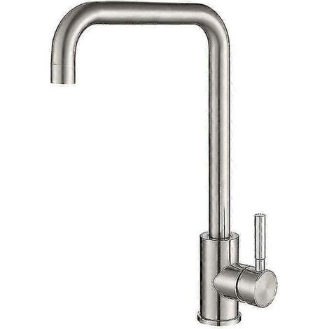 Robinet de cuisine monocommande en acier inoxydable, finition noir mat, diamètre 7 pouces, bec haut et eau chaude (1/5)